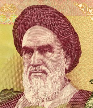 Khomeini on 2000 Rials banknote from Iran.  Sayyid Ruhollah Musavi Khomeini was an Iranian religious leader and scholar, politician, and leader of the 1979 Iranian Revolution which saw the overthrow of Mohammad Reza Pahlavi, the last Shah of Iran.