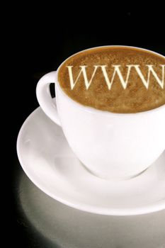 A cappucino with www in the froth