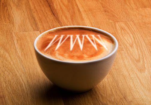 A cappucino with www in the froth
