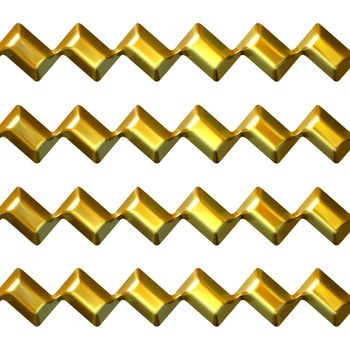3d golden zig zag texture isolated in white