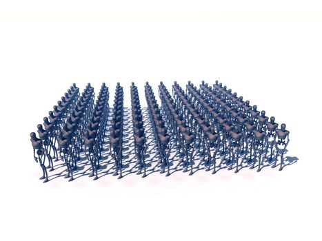   A group of faceless figures in formation.