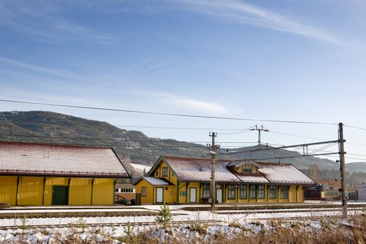 A local norwegian train station in the town of Vikersund