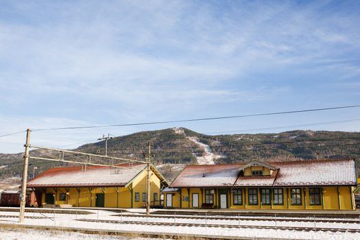 A local norwegian train station in the town of Vikersund