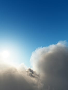 An aerial view of some fluffy clouds.