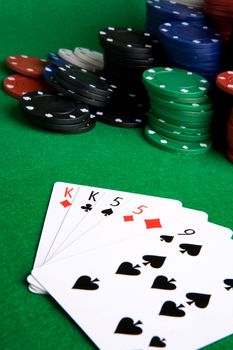 A poker hand with two pair