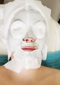 A detail of a facial mask being applied at a beauty Salon