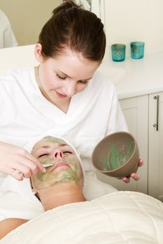 Aloe Vera facial preparation at a beauty spa.