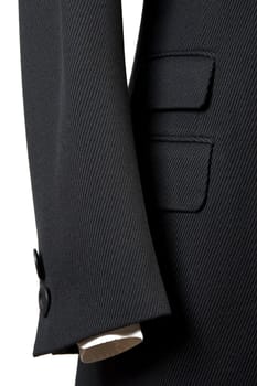 close-up of elegant overcoat, detail of cuf and pocket