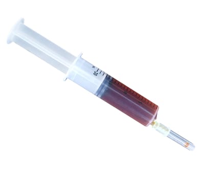 Plastic Syringe of Antibiotic isolated with clipping path