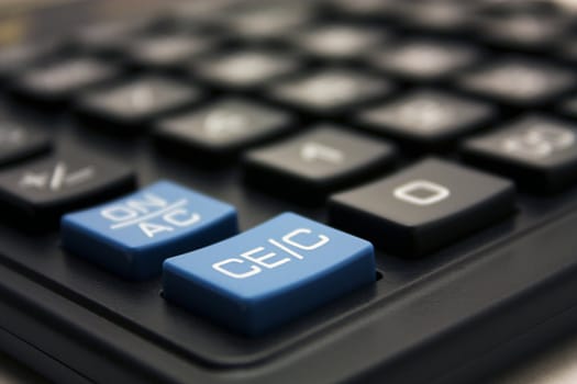 Blue calculator key closeup