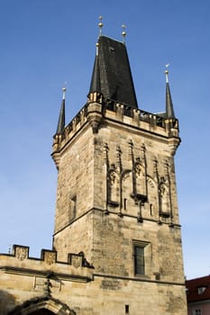 Charles Bridge gate tower, Prague, Czech Republic.