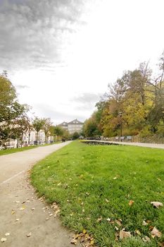 Mala Strana park in Prague during the month of October.