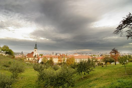 A prague scenic, view from Mala Strana, a park on the west side of the old town.