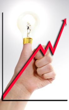 A thumb in the air with a light bulb on it (with lighting effects).  A great idea.