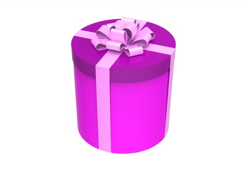 Pink gift box isolated on white background
