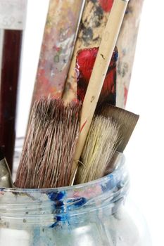Paint brushes isolated on white with clipping path.