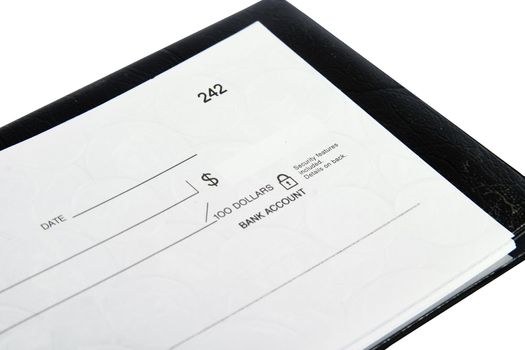 A blank cheque isolated on white with clipping path.