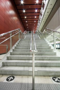 long stair in a train station in hong kong