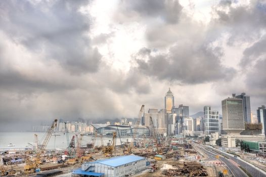 it is a view of Construction site in hong kong