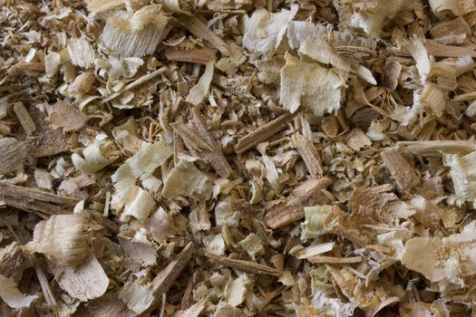 white and brown wood shavings, chips and sawdust background
