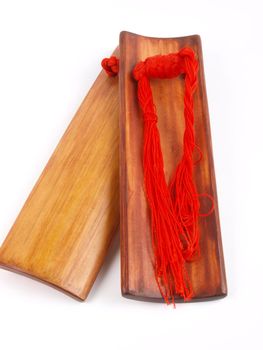 Traditional Chinese music instrument. Close up on white background