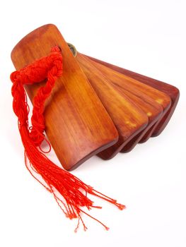 Traditional Chinese music instrument. Close up on white background