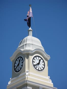 close up on the cityhall clock tower, maryborough, QLD