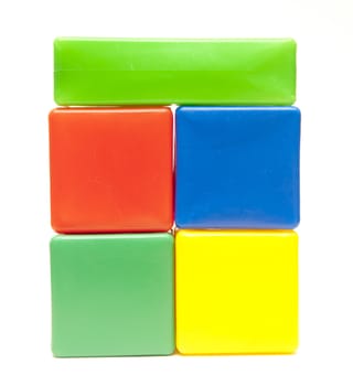 colored childrens cubes on a white background