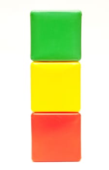 colored childrens cubes on a white background