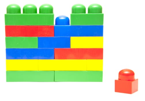 colorful building blocks isolate on white background 