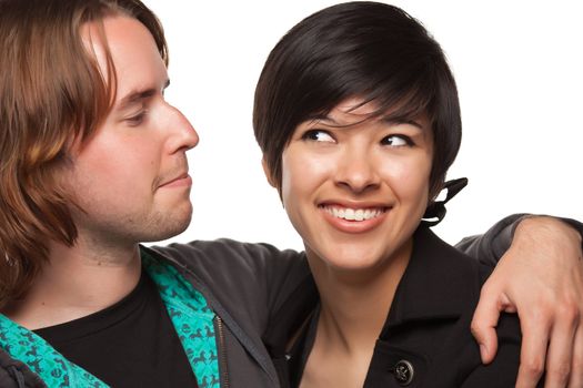 Diverse Caucasian Male and Multiethnic Female Portrait Isolated on a White Background.