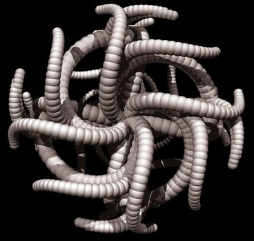 Abstract worms on black background - 3d illustration