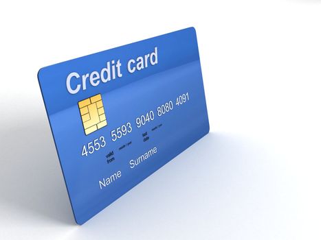 three dimensional credit card on a white background