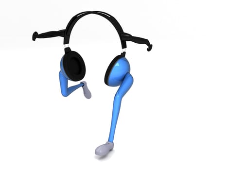 three dimensional view of running headphone



