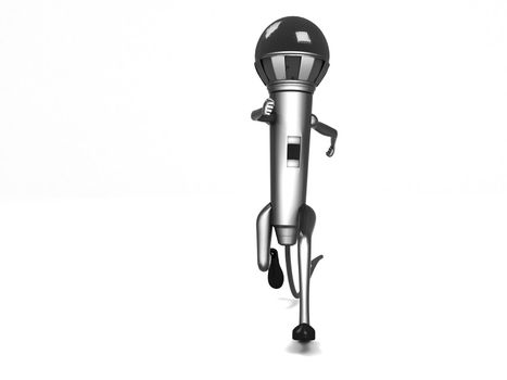 three dimensional view of running microphone


