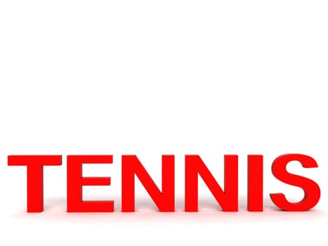 front view of three dimensional tennis text



