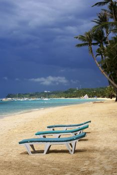 Beach Boracay before a thunder-storm. Philippines
