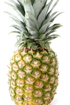 Close up of a fresh pineapple on bright background