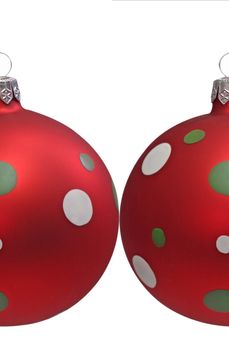 Two halves of a christmas tree ball, isolated on white