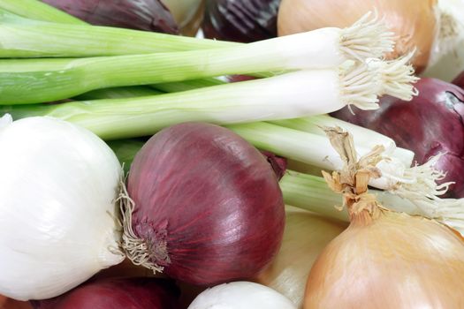Close up of different sorts of onions