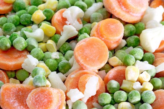 Close up of frozen vegetables