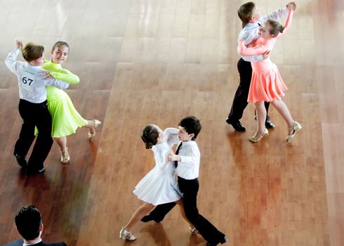 KIEV, UKRAINE - MAY 10: Couple dancing during the 9th International Open Dance Sport festival Kaleydoskop-2007 on May 10, 2007 in Kiev, Ukraine