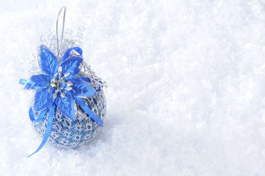 christmas toys on snow background