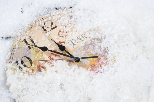 Christmas Time Clock under snow