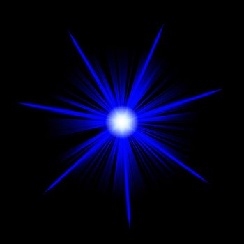  blue star or supernova over black