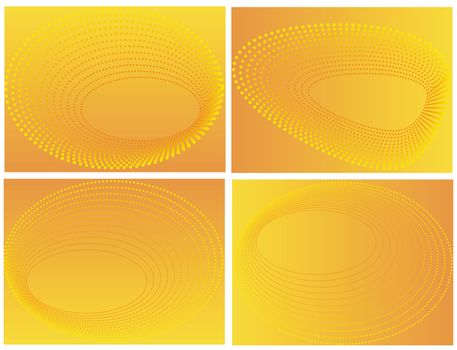 four different templates for business cards or wallpapers with dotted swirls