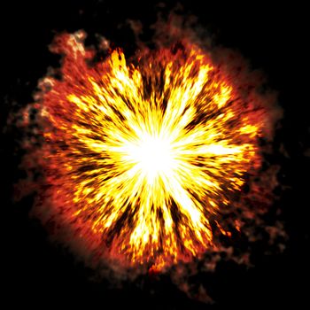 fiery explosion over black background