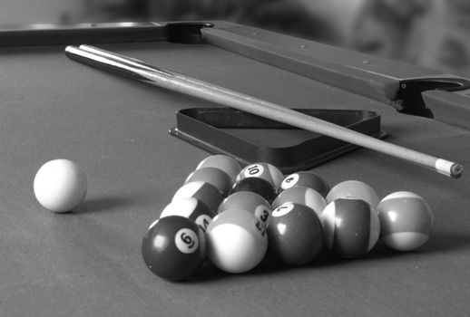 billiard table with billiard's balls