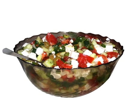 greek salad isolated on white, with clipping path