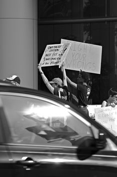 Protesters at the Rainforest Coalitions protest at the annual Chevron board meeting.